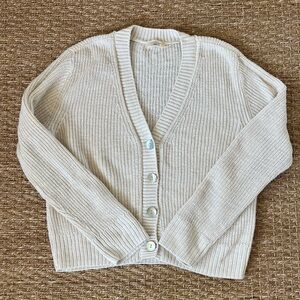 Faherty Cream linen Knit Cardigan Sweater